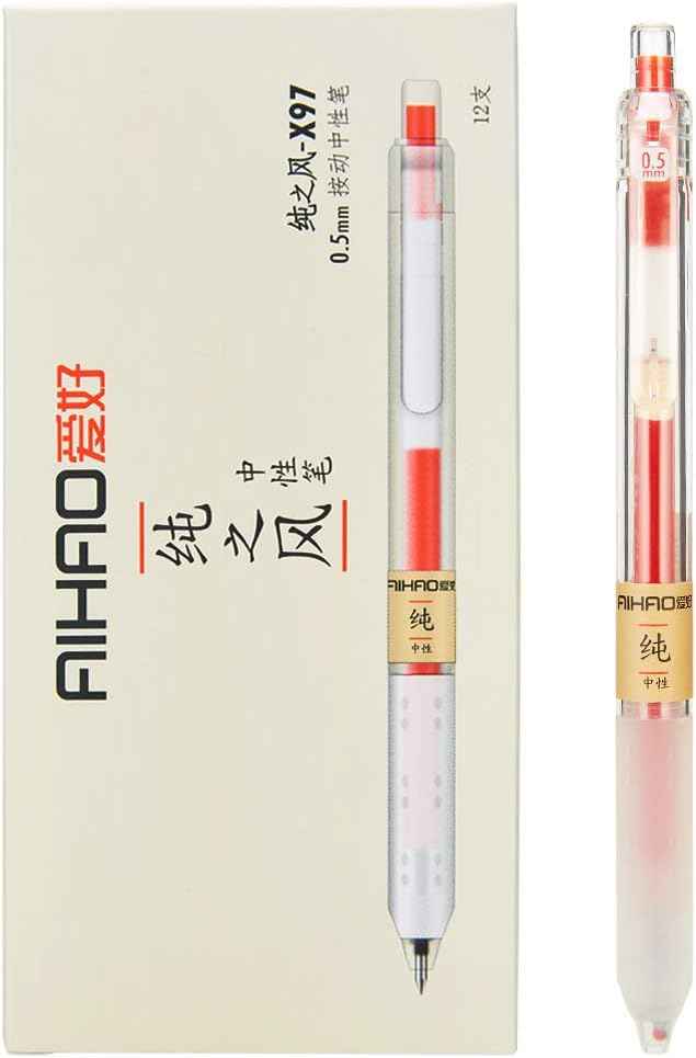 AIHAO Retractable Gel Ink Pens 0.5mm Fine Point 12-Pack Red
