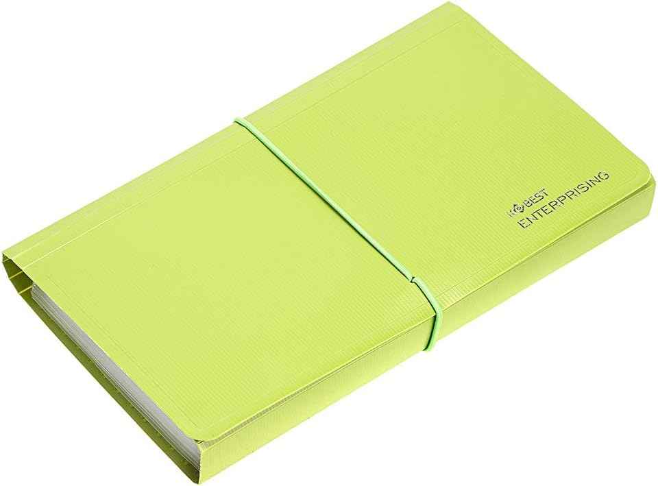 KOBEST 13 Pockets Expanding File Folder for Receipts Coupons Cards Green