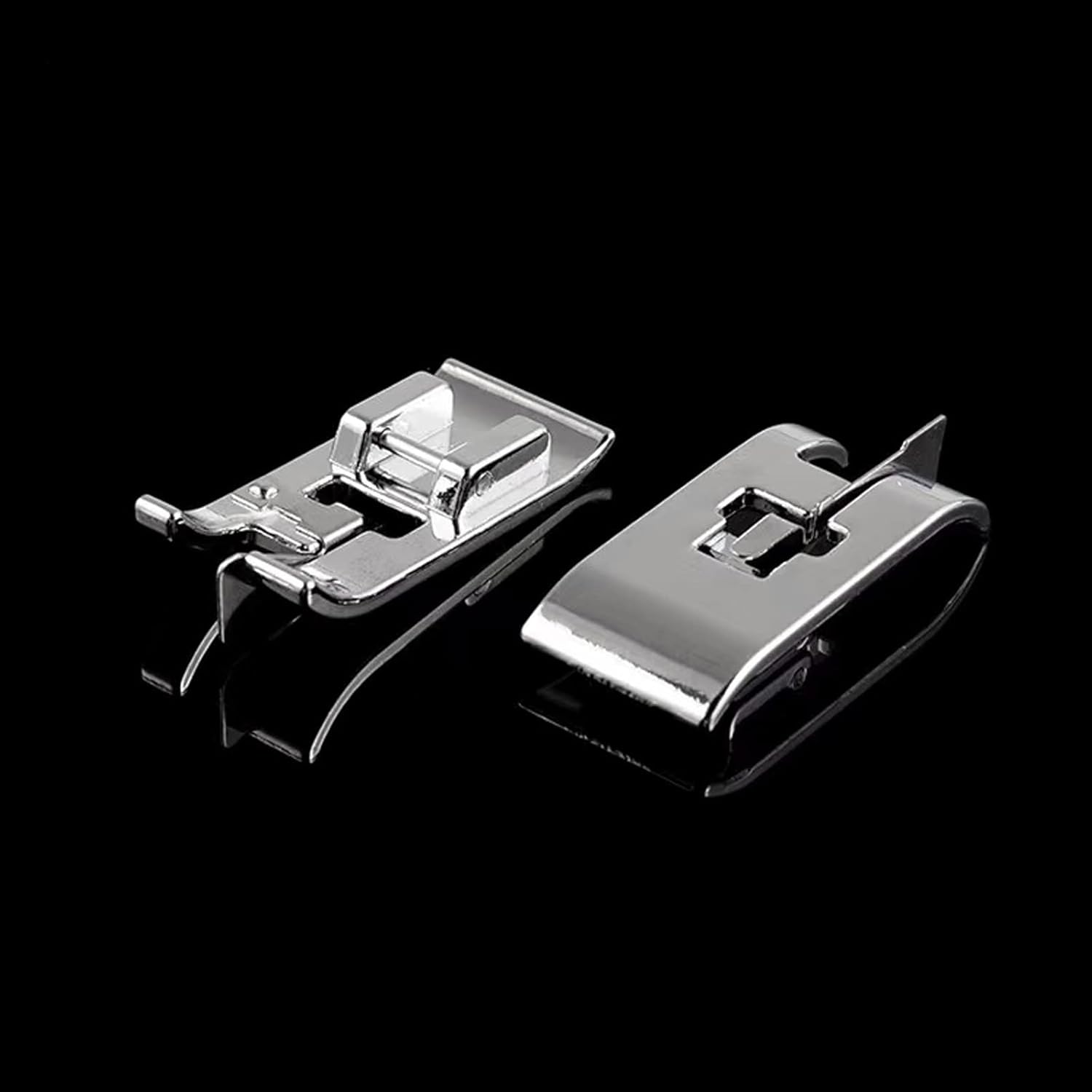 Two metal quilting presser feet, 1/4-inch guide width, chrome finish