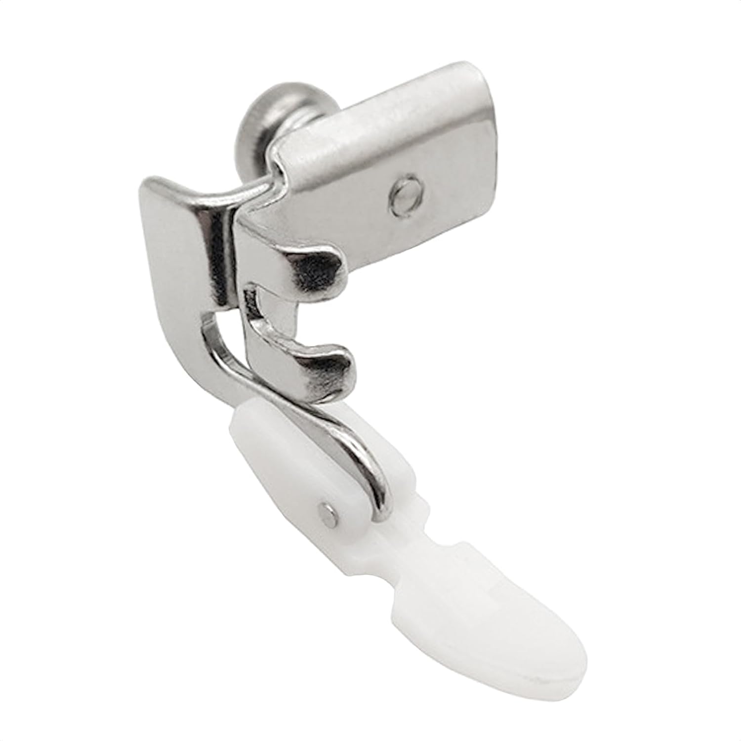 Adjustable zipper piping cording presser foot with metal clamp and white guide plate
