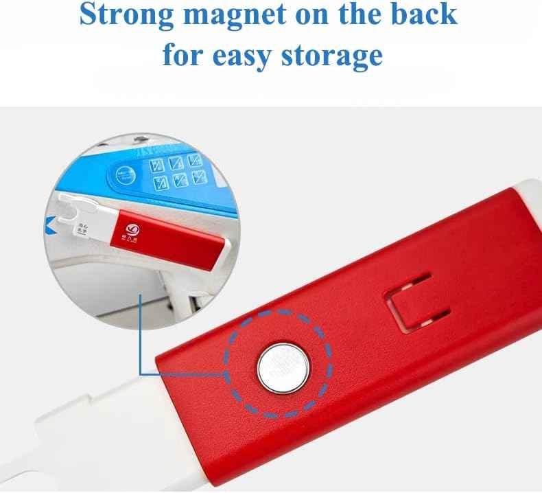 Red needle threader with strong magnet indicator on the back for storage