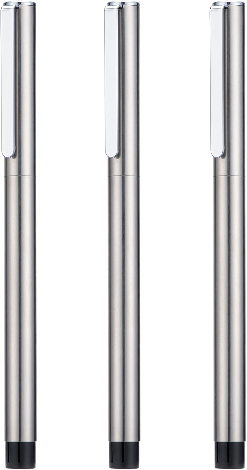 3PCS Jinhao 65 Silver Black Fountain Pen Set Silver