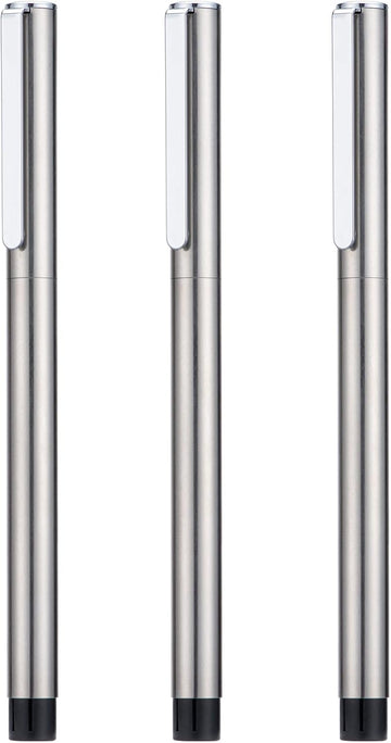 3PCS Jinhao 65 Silver Black Fountain Pen Set Silver