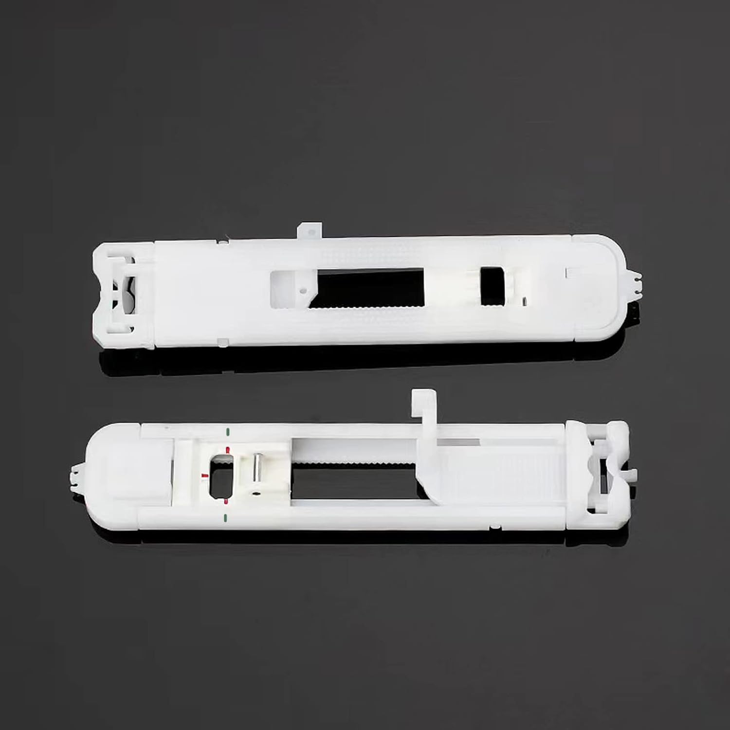 2PCS automatic buttonhole foot, opened view showing internal mechanism, white