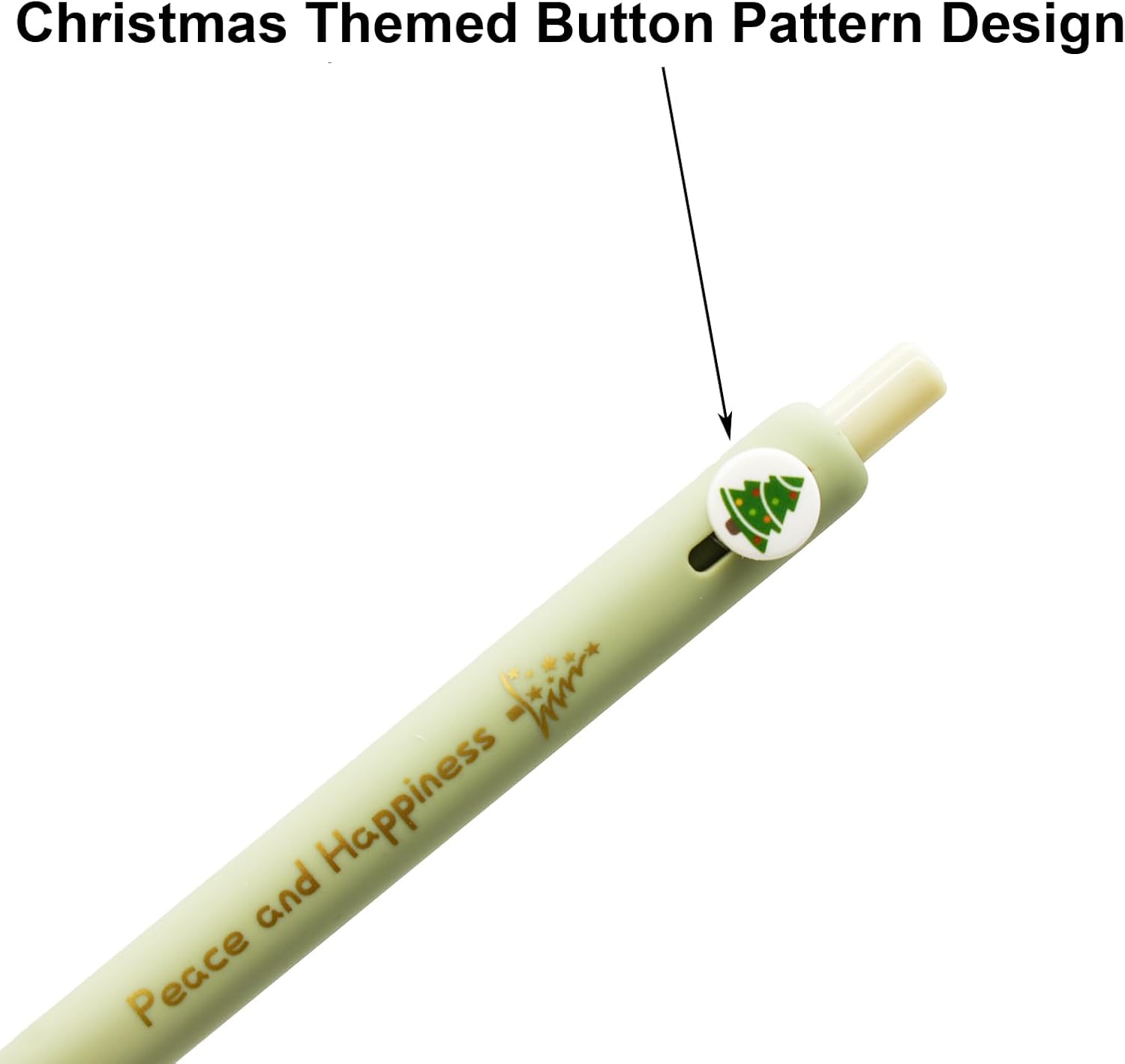 8Pcs Christmas Button Pens Retractable Xmas Print Gel Pens