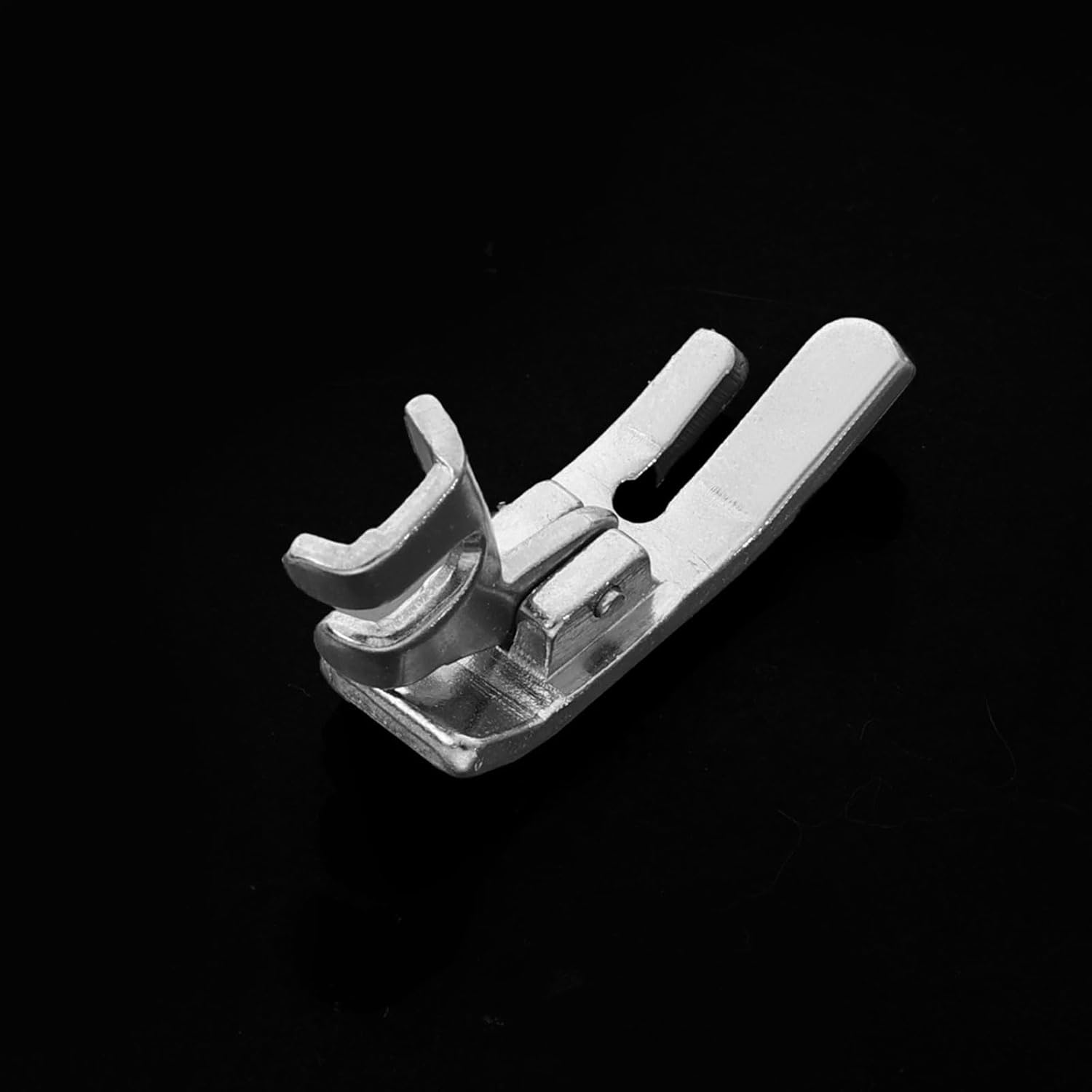 Straight stitch presser foot, low shank style, metal foot with side guide