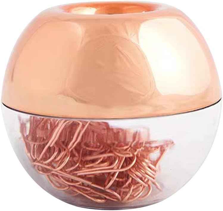 100pcs 28mm Paper Clips in Elegant Magnetic Clip Holder Gold