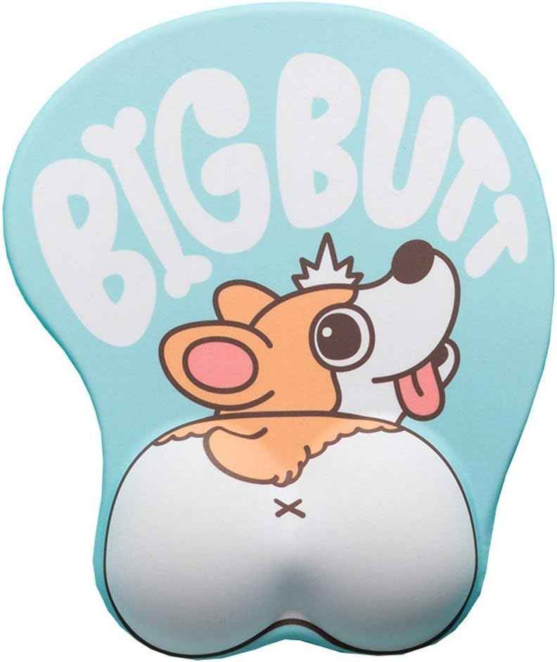 Cute Corgi Dog Butt Anime Mouse Pad with Wrist Support B-Blue