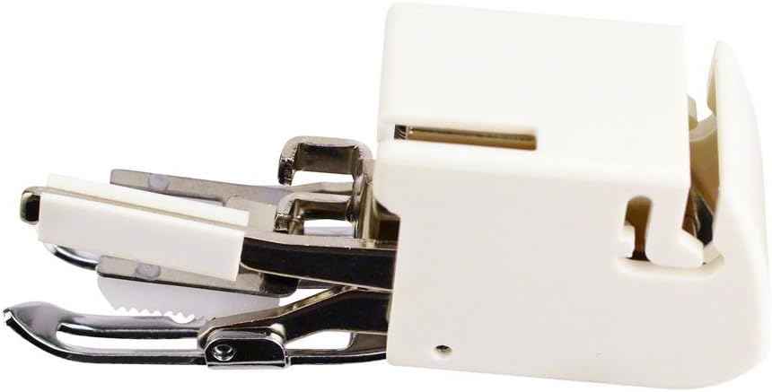 7mm walking foot presser: side view with white cover and chrome base