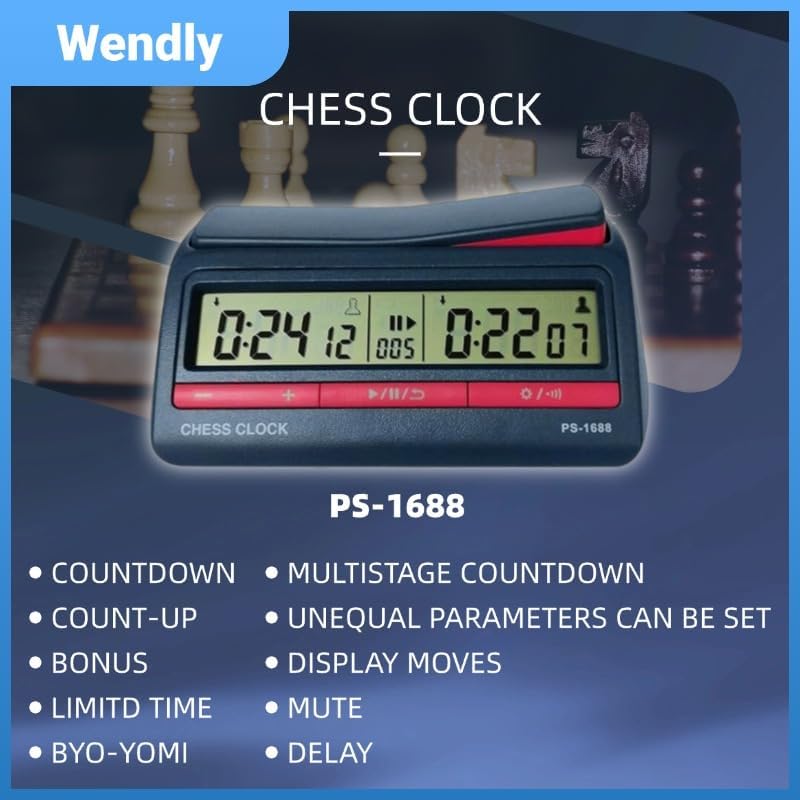 PURSUN PS-1688 Digital Chess Timer Clock – Tournament‑Grade