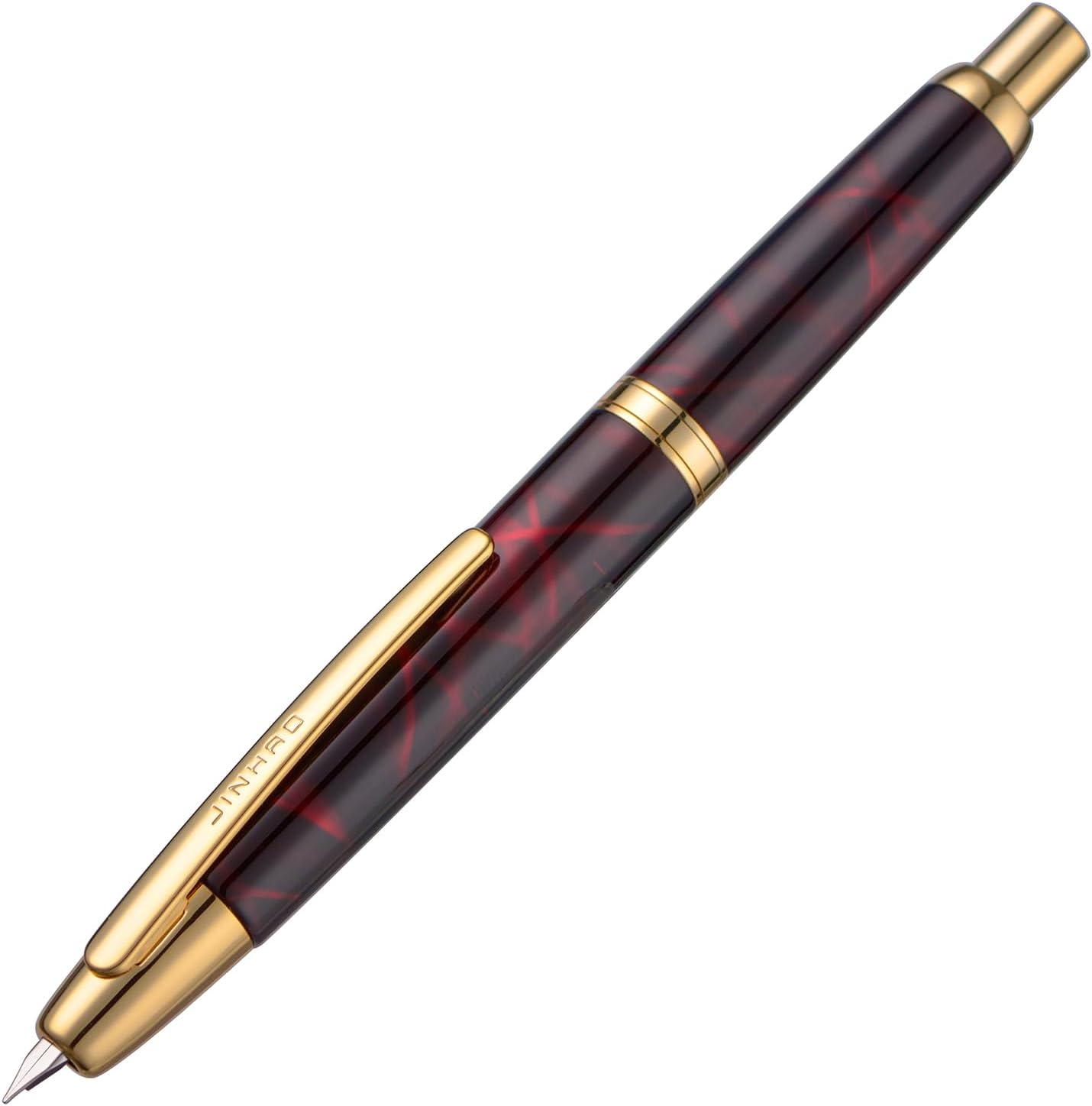 Jinhao 10 Capless Fountain Pen Retractable Fine Nib with Converter Set Marble Red