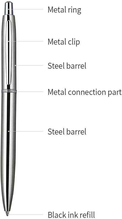 3Pcs Retractable Stainess Steel Metal Ballpoint Pens,6 Replaceable Refills