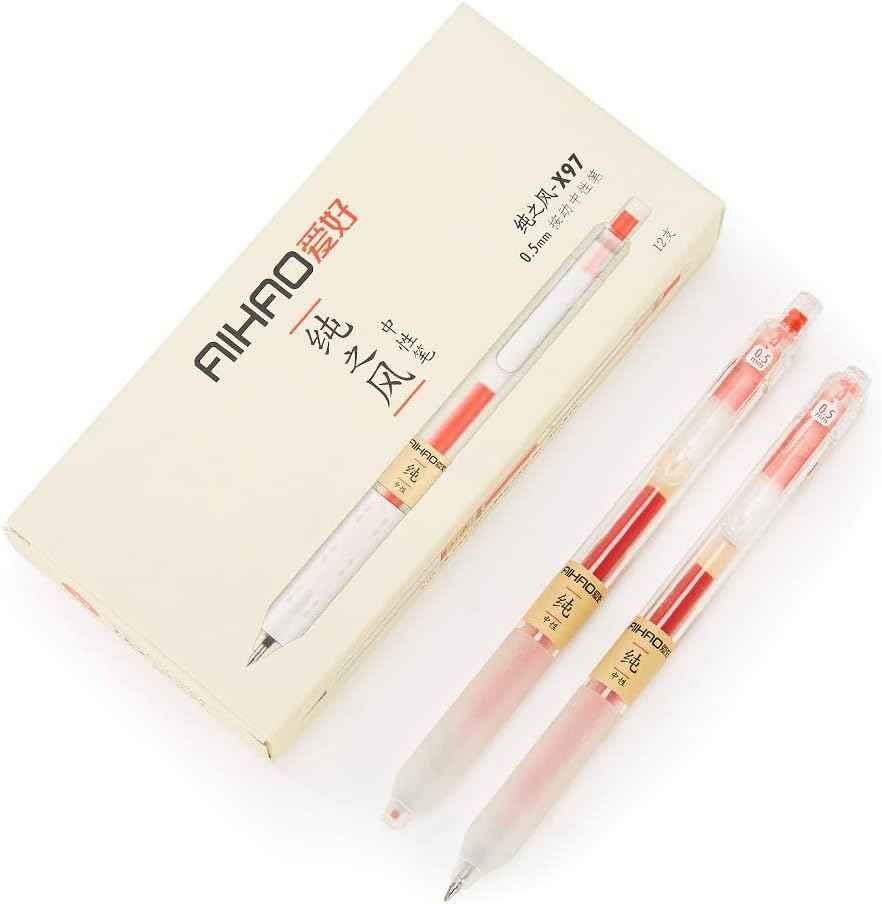 AIHAO Retractable Gel Ink Pens 0.5mm Fine Point 12-Pack Red