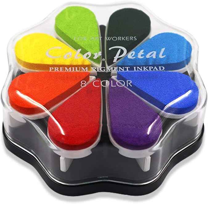 8 Colors Petal Shape Craft Pigment Ink Pad Stamps Partner Style 1