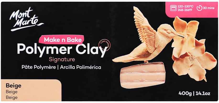 Mont Marte Make n Bake Polymer Clay Signature 400g Block Beige