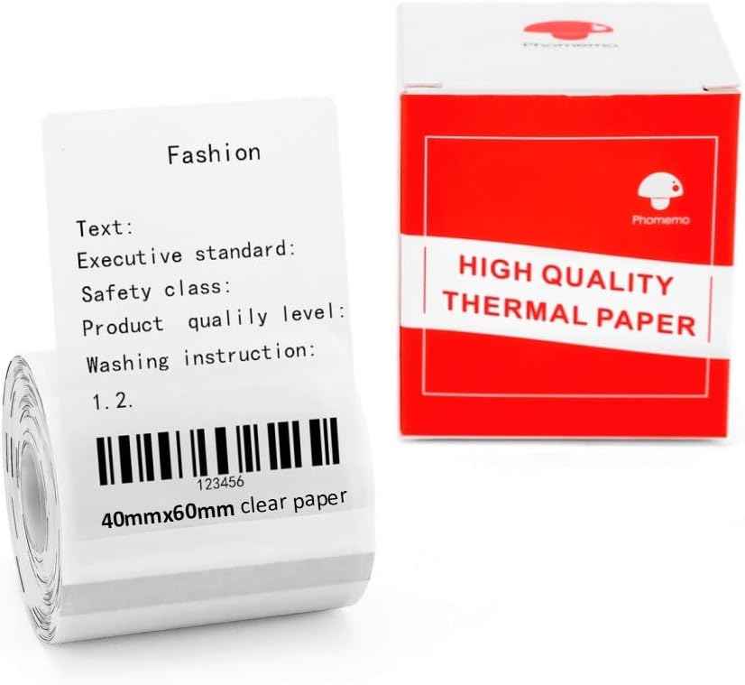 Phomemo M200/M110S Clear Adhesive Thermal Label,40mm X 60mm 1 Roll