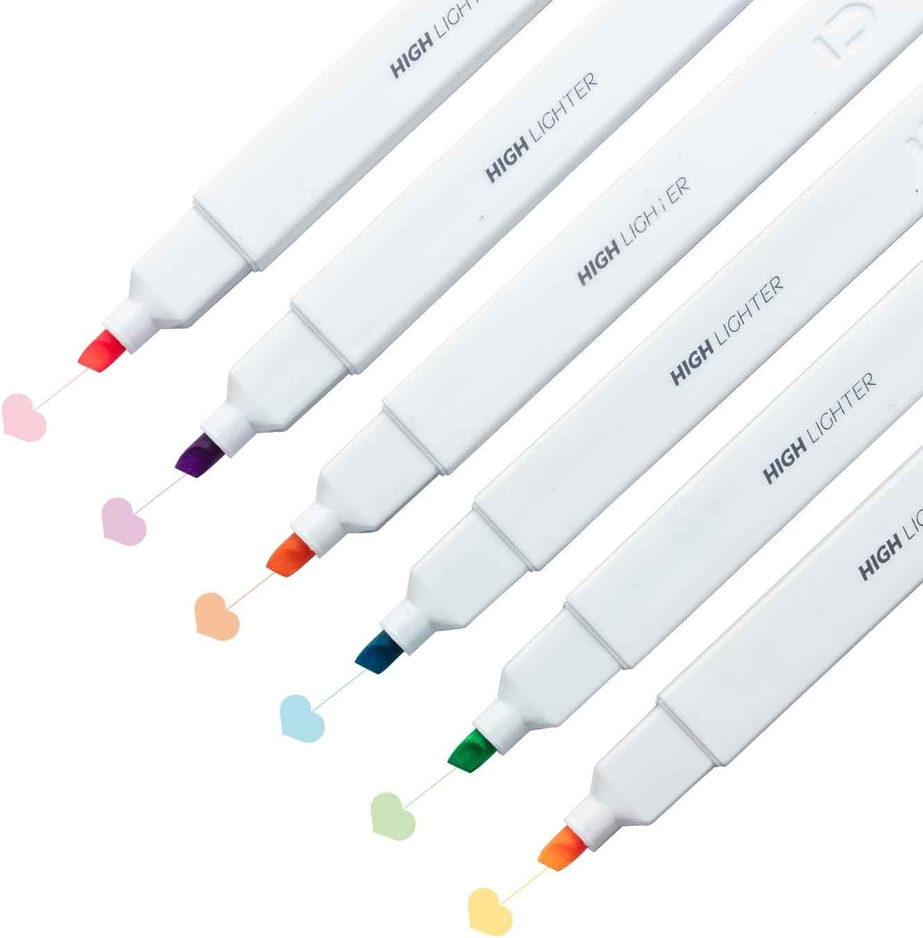 M&G 6Pcs Multicolor No Bleed Dry Quick Chisel Tip Highlighters Light Color