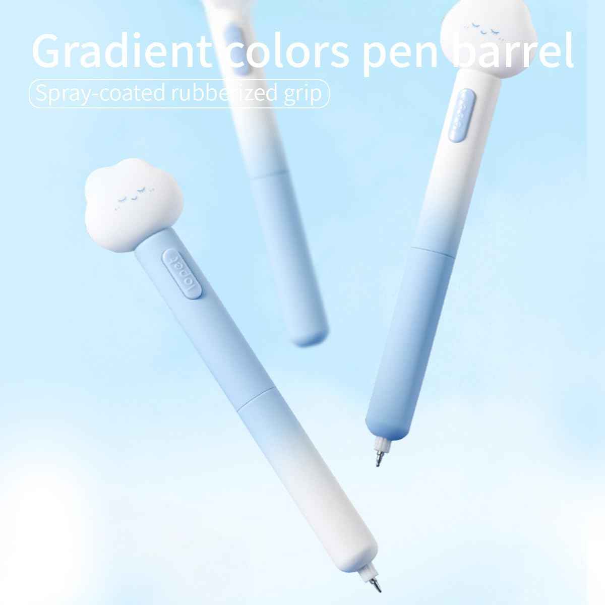 LOPET 4Pcs Cute Fluffy Clouds Retractable Gel Pens 0.5mm Black Ink