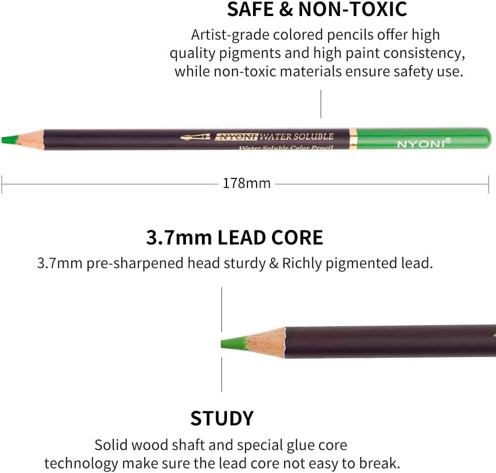 Nyoni 72 Watercolor Pencils Set with Brush