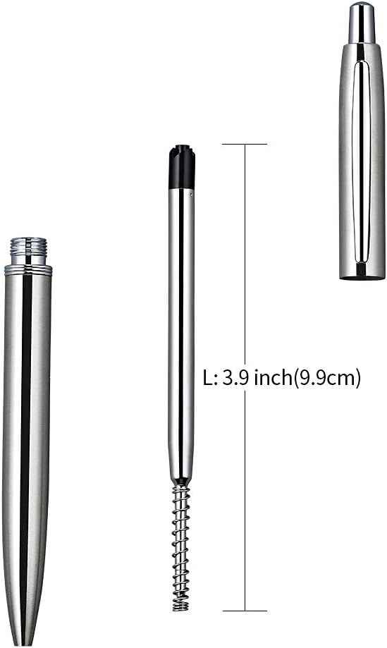 3Pcs Retractable Stainess Steel Metal Ballpoint Pens,6 Replaceable Refills