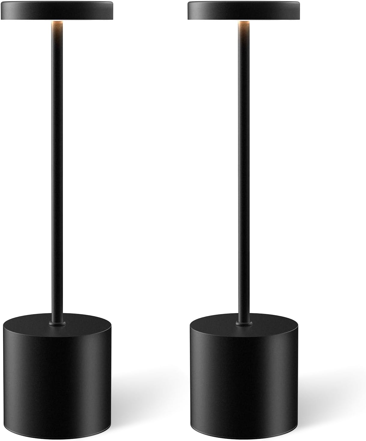 Cordless Portable LED Desk Table Lamp Rechargeable 2 Pack Black