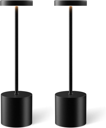 Cordless Portable LED Desk Table Lamp Rechargeable 2 Pack Black