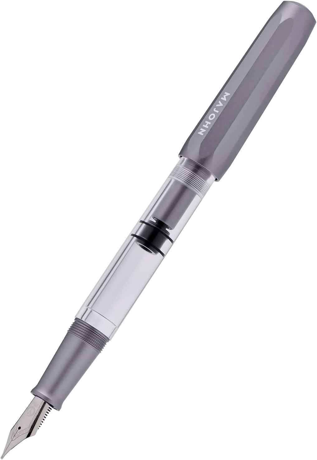 MAJOHN T1 Piston Fountain Pen,Aluminium Transparent,0.5mm Fine Nib Grey
