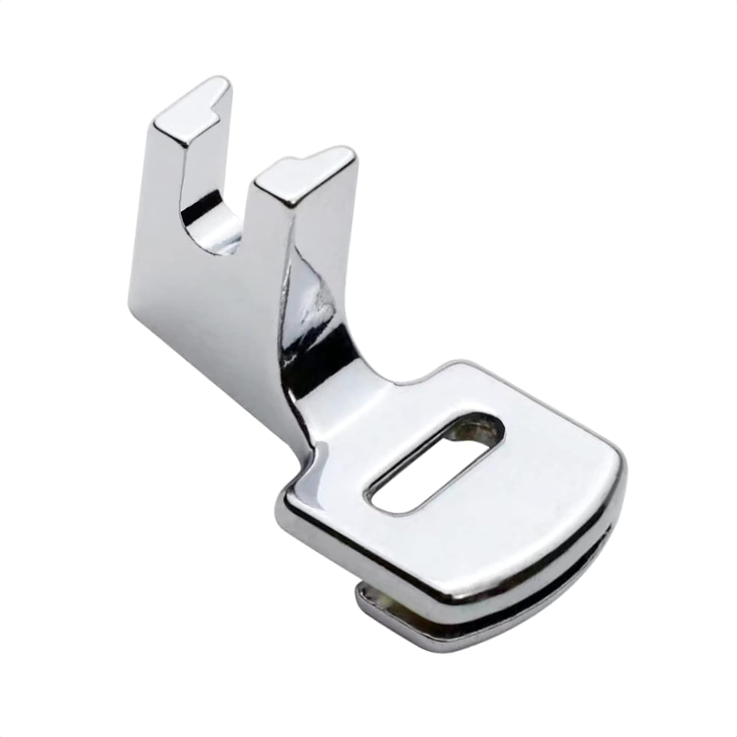 Shirring gathering presser foot, low-shank snap-on design in shiny metal finish