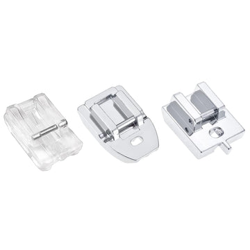 Invisible zipper presser feet set: chrome shank with clear plastic guide (set of 6)