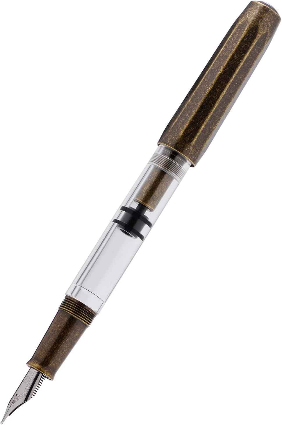 MAJOHN T1 Piston Fountain Pen,Aluminium Transparent,0.5mm Fine Nib Brass