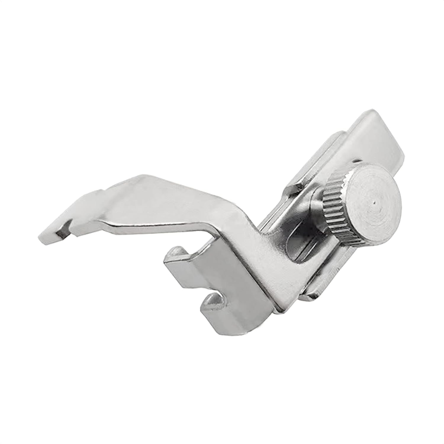 Adjustable zipper piping cording presser foot with side guide and silver metal body