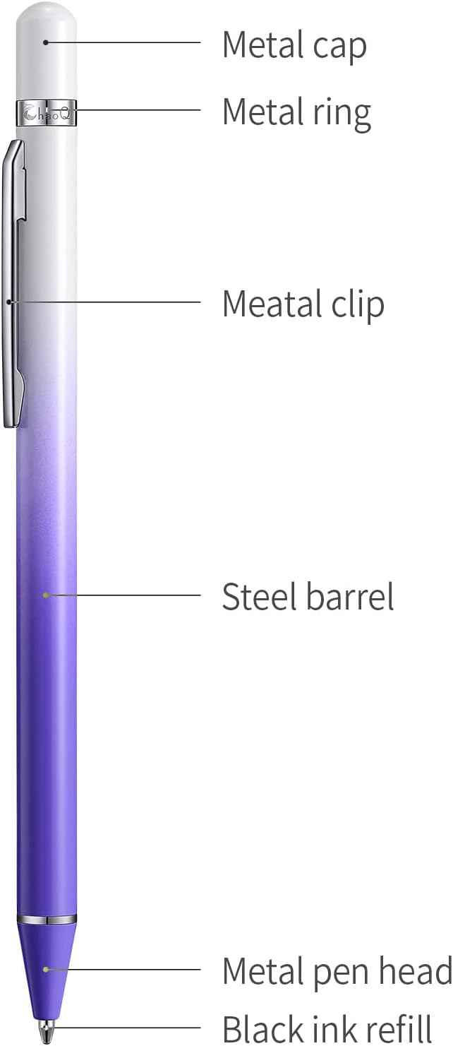 3 Pack Metal Ballpoint Pens with 6 Refills (Pink,Purple,Blue)