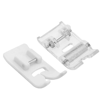 Roller snap-on presser foot set, clear non-stick zigzag Teflon pieces with metal bar
