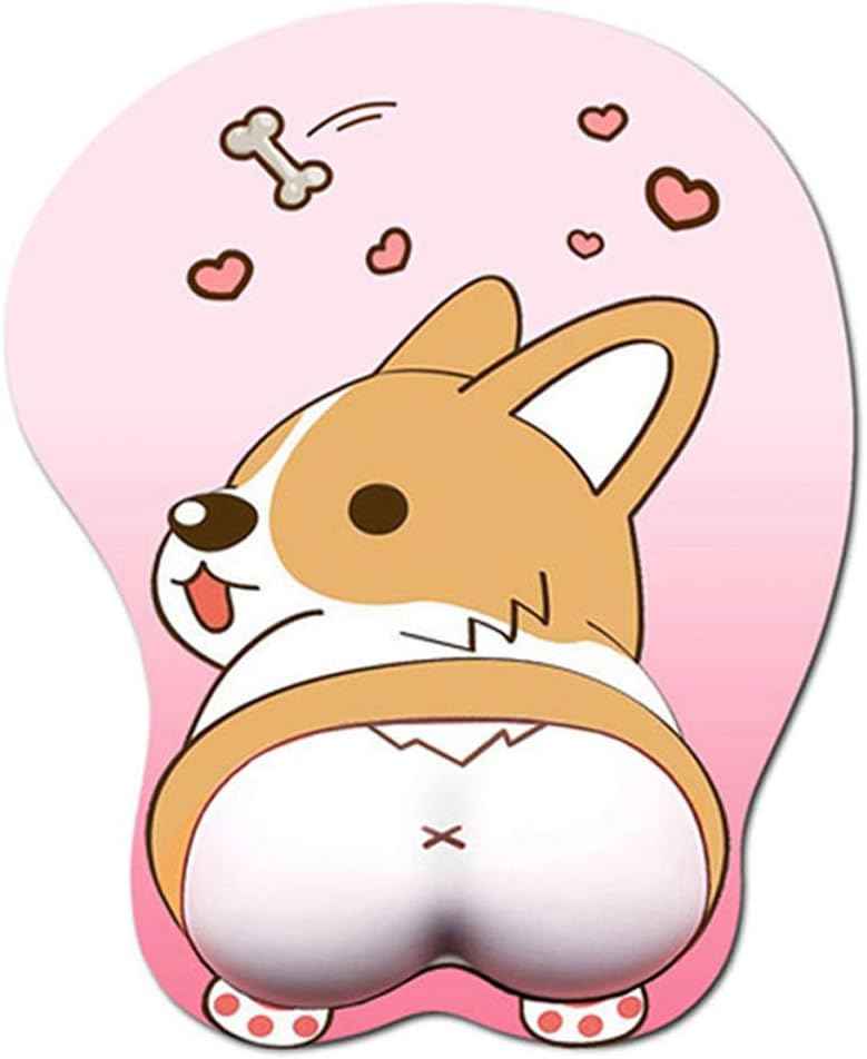 Cute Corgi Dog Butt Anime Mouse Pad with Wrist Support A-Pink