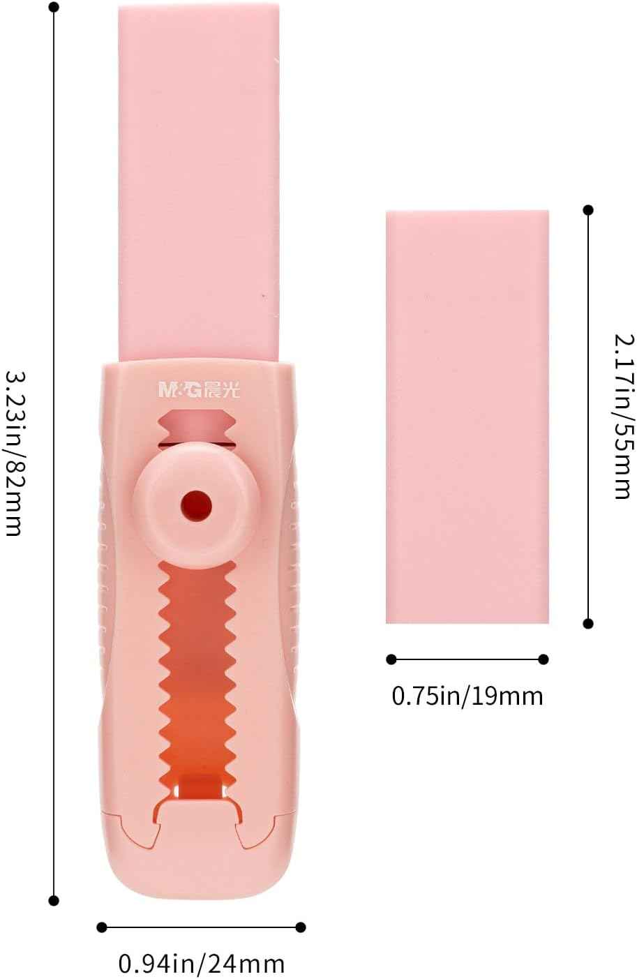 M&G 4+1 Pack Sliding Retractable Eraser with Sleeve and 4 Refill Erasers