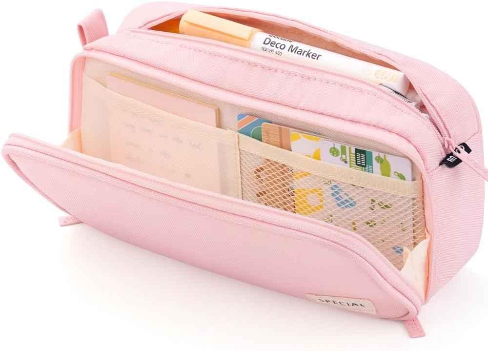 Large Capacity Pencil Case Organizer Pen Marker Holder Pink