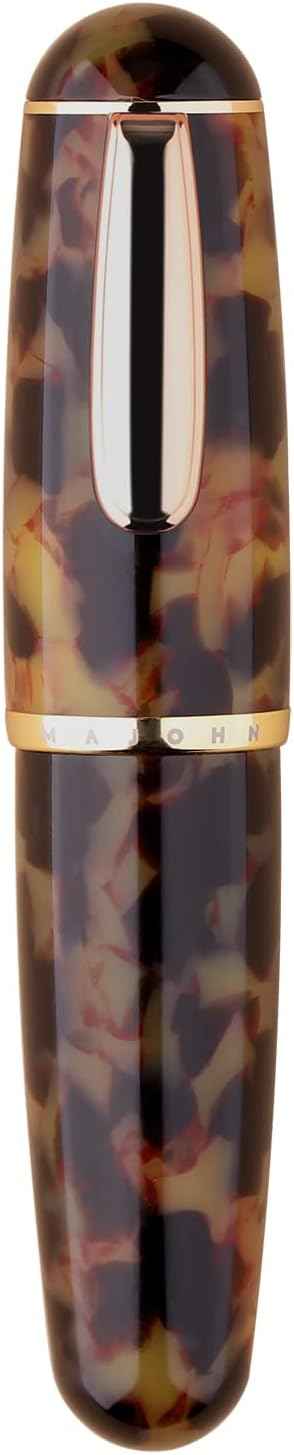 Majohn Q1 Mini Fountain Pen Short Resin Pocket Pen Large Capacity Brown