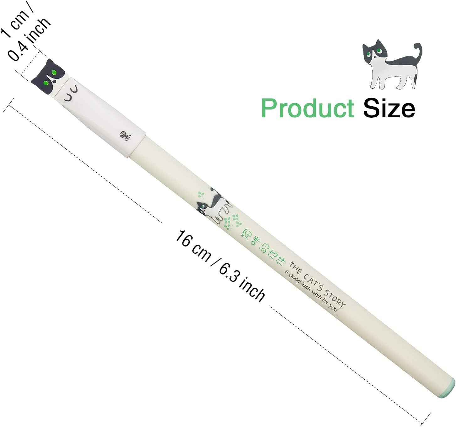3 Pack Colorful Cute Cats Gel Pens 0.38mm Black Ink
