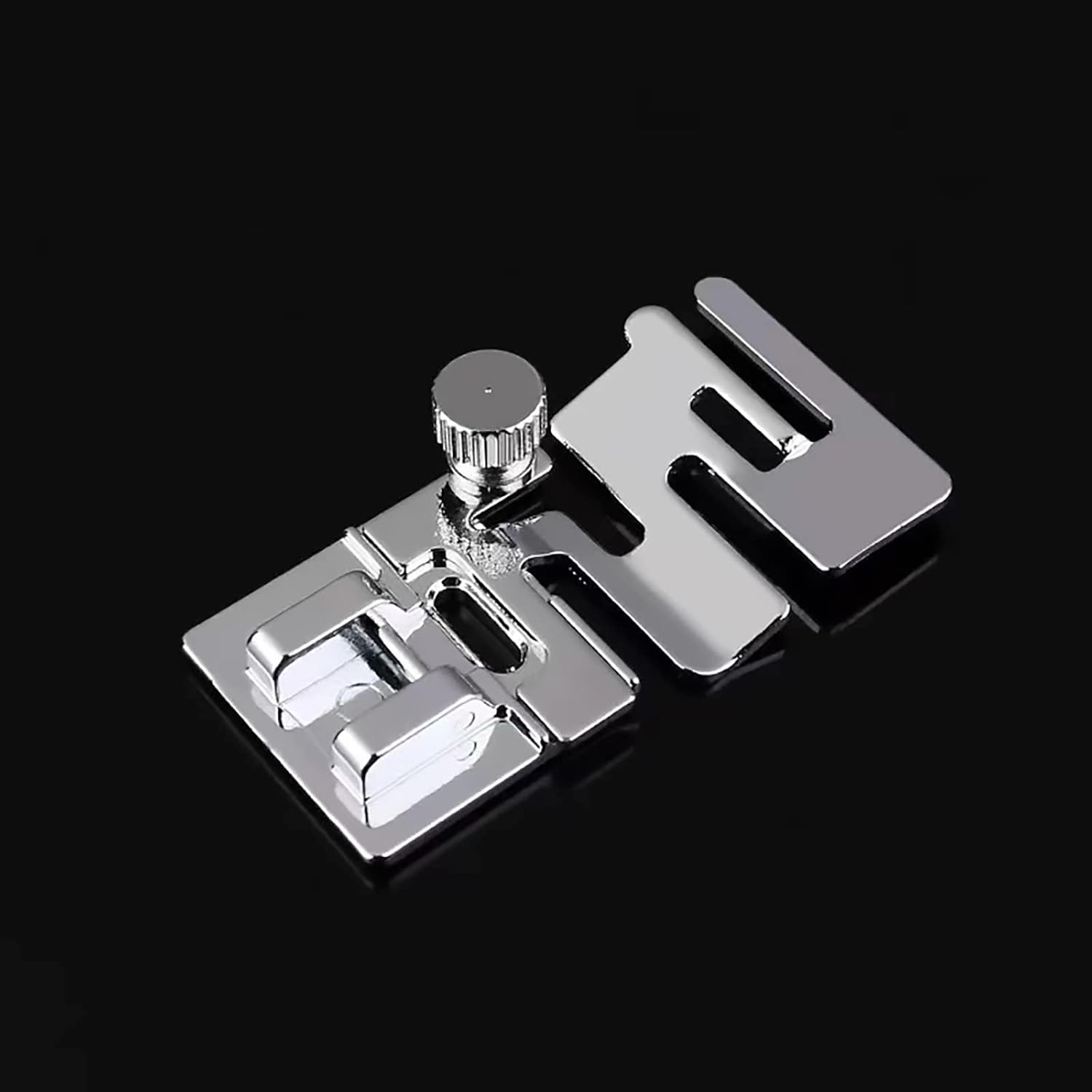 Sewing machine elastic cord band presser foot with knob and guide