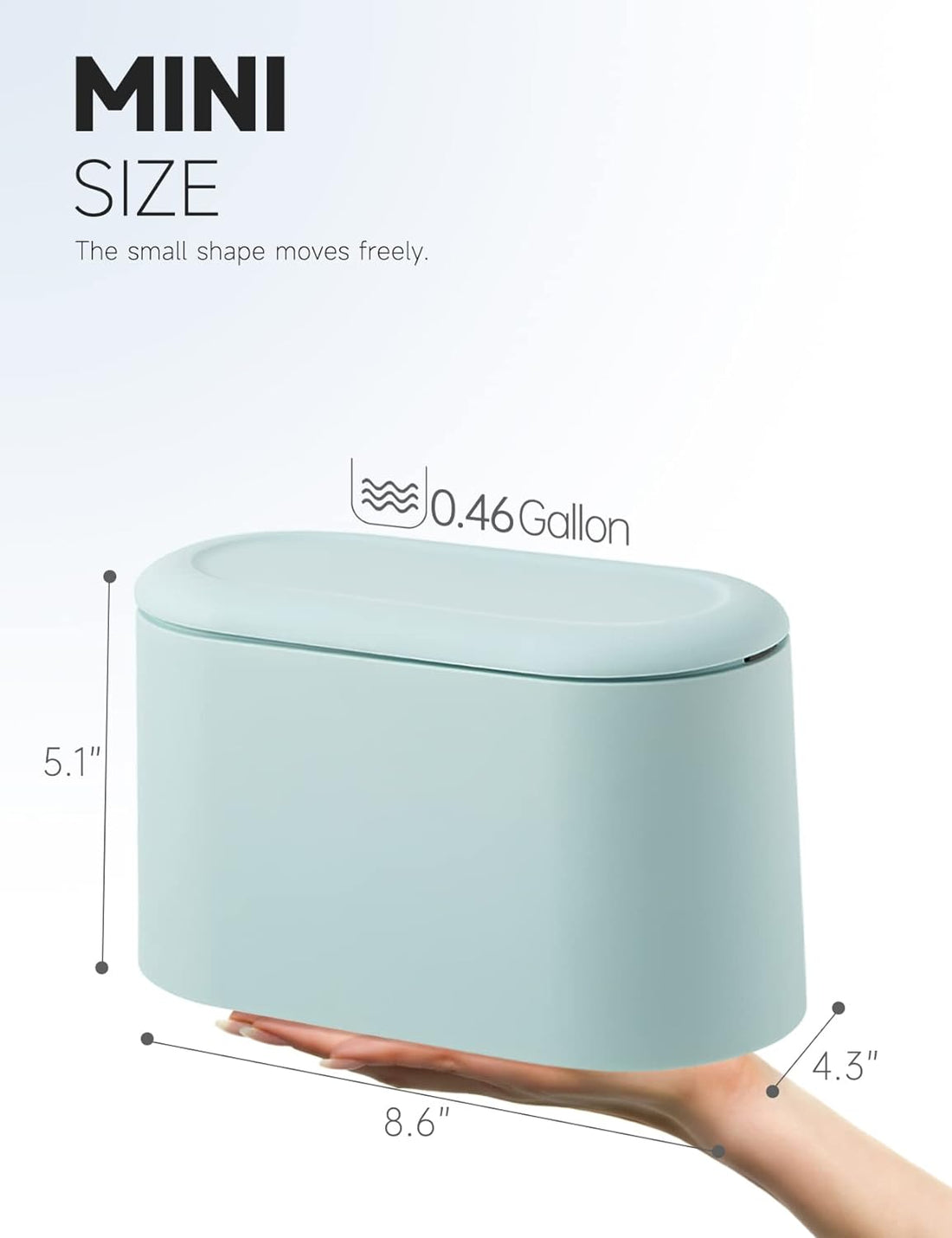 Mini Trash Can with Lid Removable Pop Up Countertop Wastebasket Light Blue