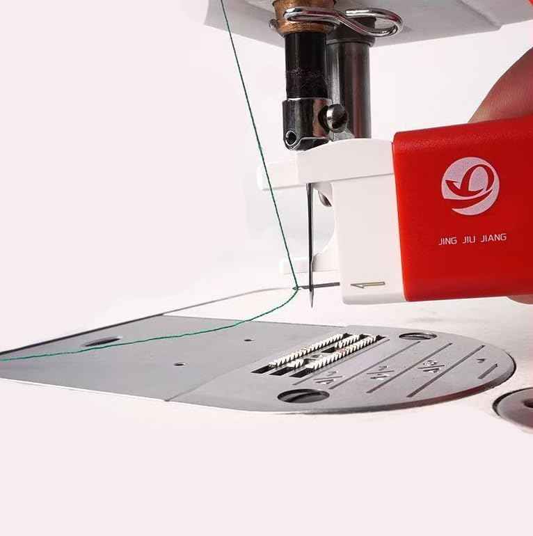 Needle threader tool guiding thread into sewing machine needle area