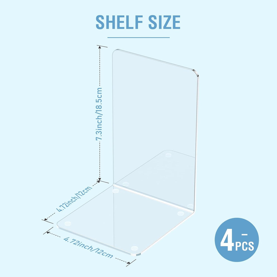 Acrylic Bookends for Heavy Duty Books,CD,File,Video Games 4 Pack