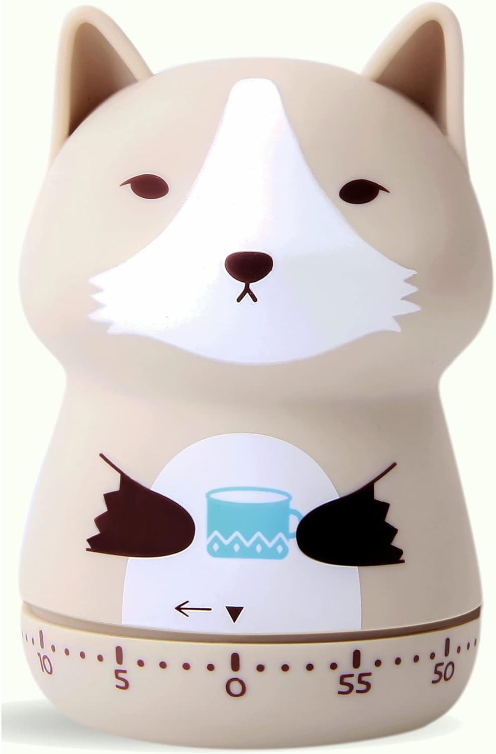 Cute Animal Mechanical Timer for Kids Beige Wolf