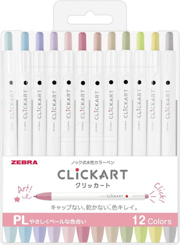 Zebra Clickart Water-Based Pen, PL 12 Color Set