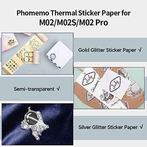 Phomemo M02/M03/M04S Transparent/Silver/Gold Glitter Sticker Paper(50mm X 3.5m)