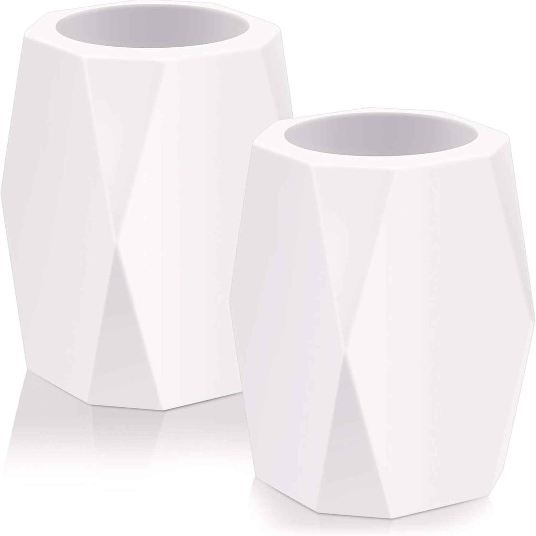 2 Pieces Silicone Pencil Holder for Desk,Geometric Makeup Brush Holder White