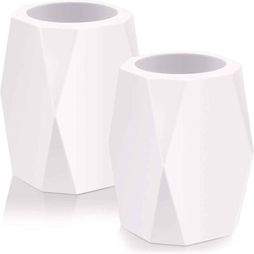 2 Pieces Silicone Pencil Holder for Desk,Geometric Makeup Brush Holder White