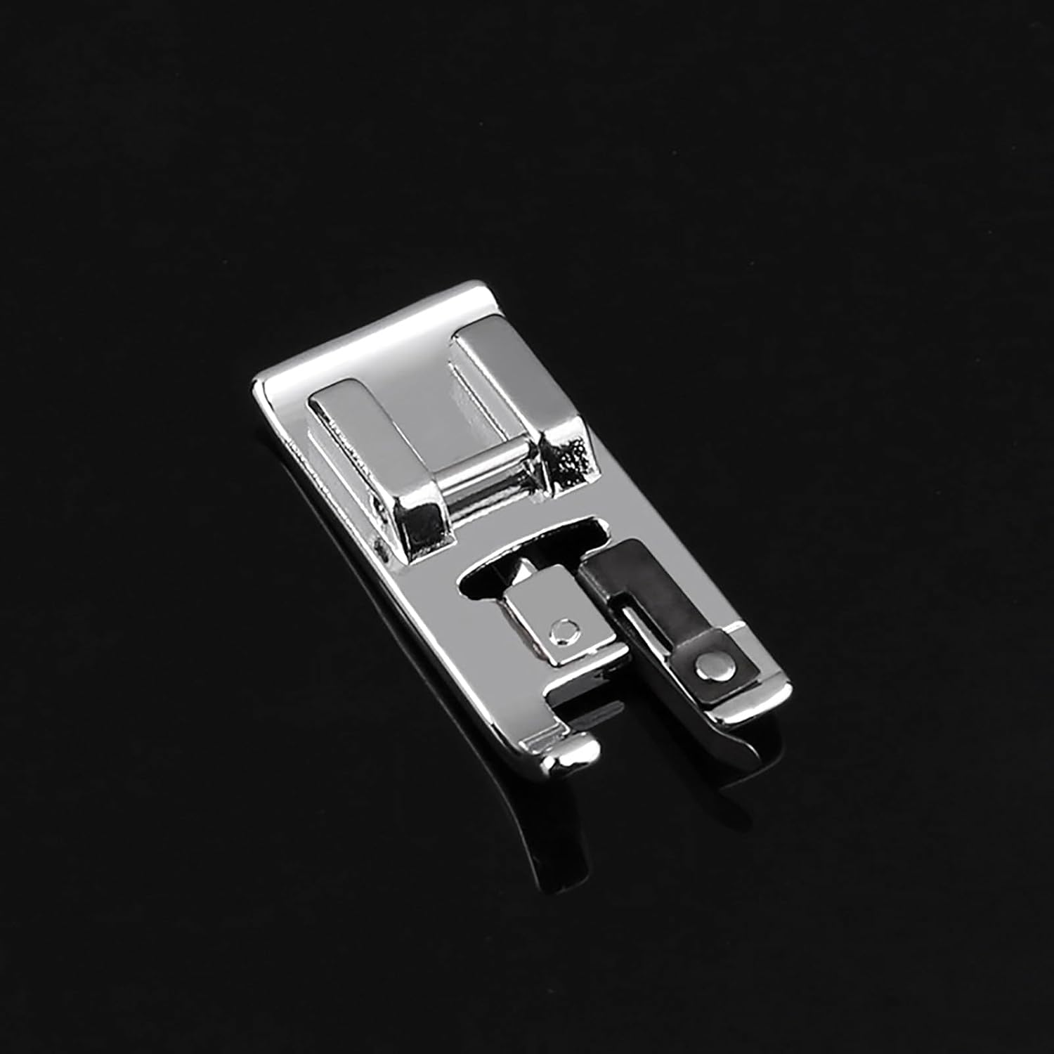Overlock overcast presser foot, chrome finish with side guide and mounting tabs