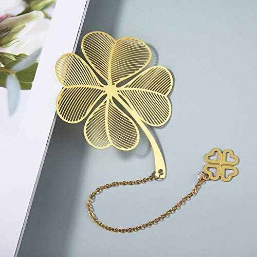 4 Pack Metal Bookmarks with Chain,Golden Hollow