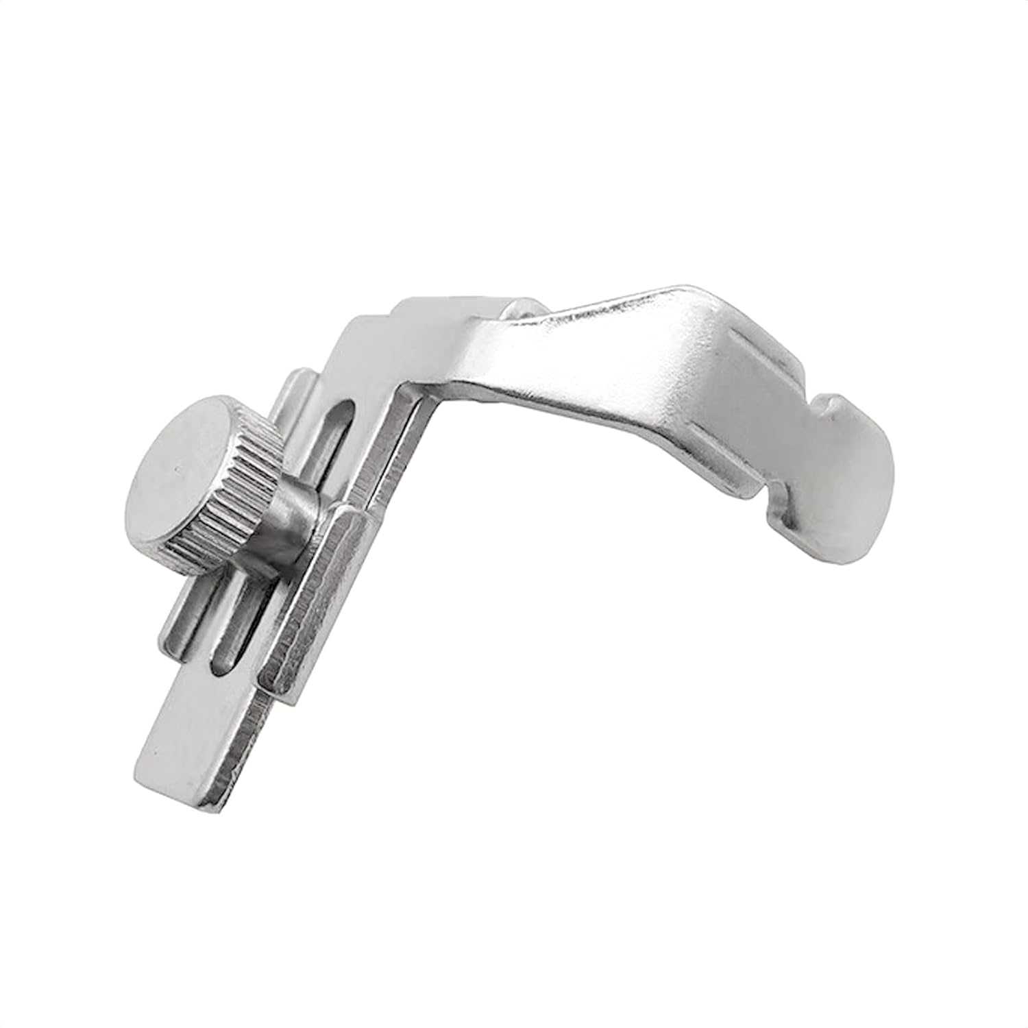 Adjustable cording presser foot with textured dial wheel and curved guide
